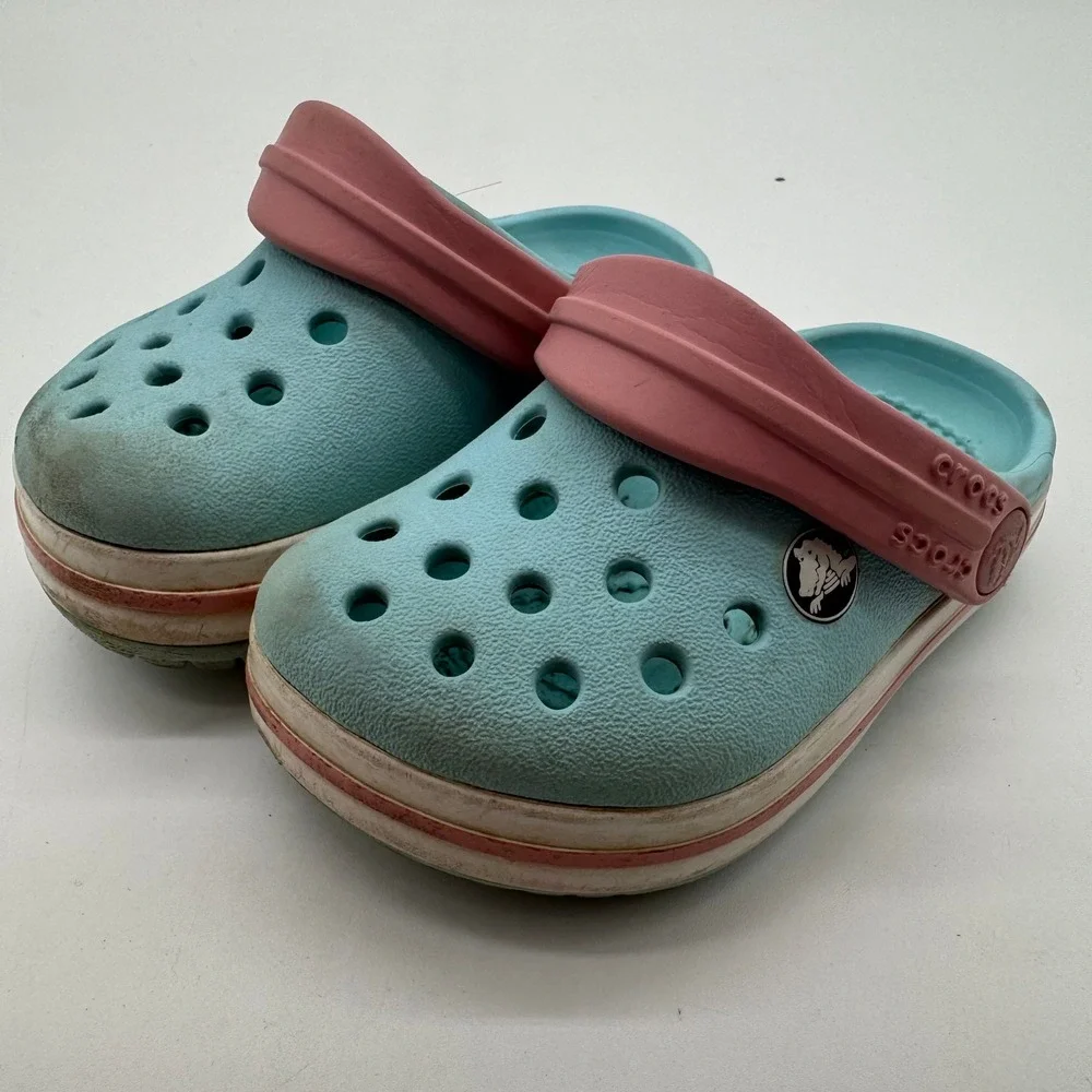 Crocs Kids Crocband Clog Light Blue Pink Sporty Water Shoes Size C5